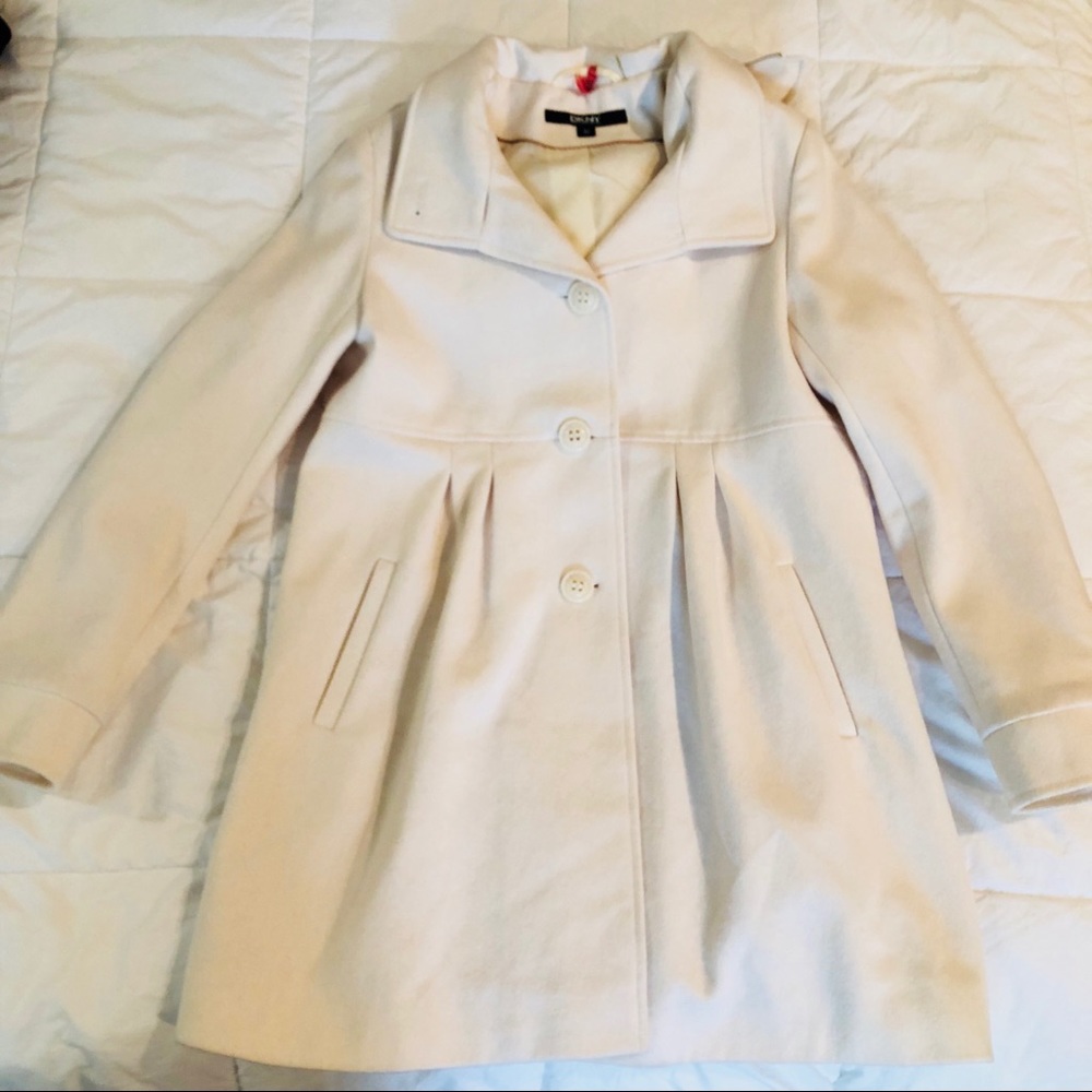 DKNY Winter White Wool Peacoat